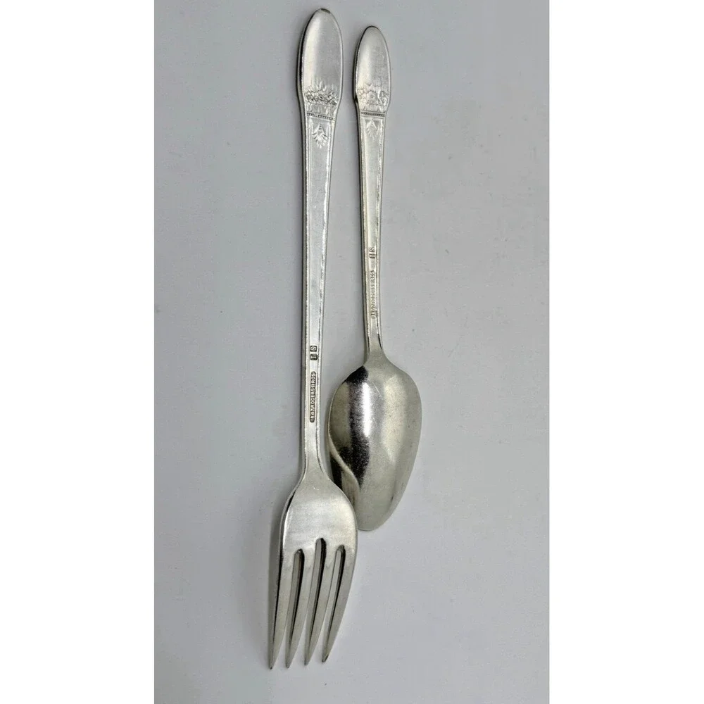 1847 Rogers Bros First Love Silverplate Floral Art Nouveau Flatware Fork & Spoon
